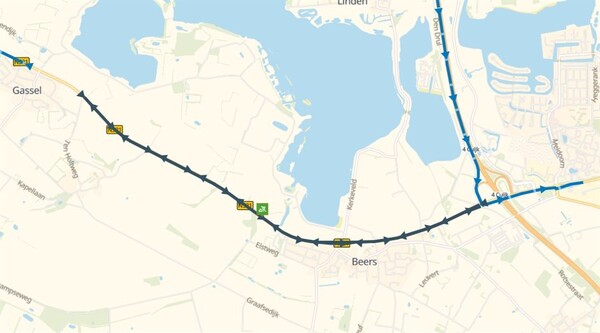 N321 bij Cuijk in september deels afgesloten door wegwerkzaamheden