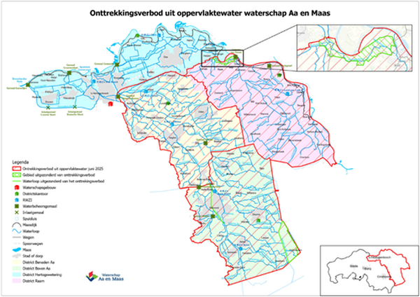 Onttrekkingsverbod oppervlaktewater aangescherpt in Oost-Brabant