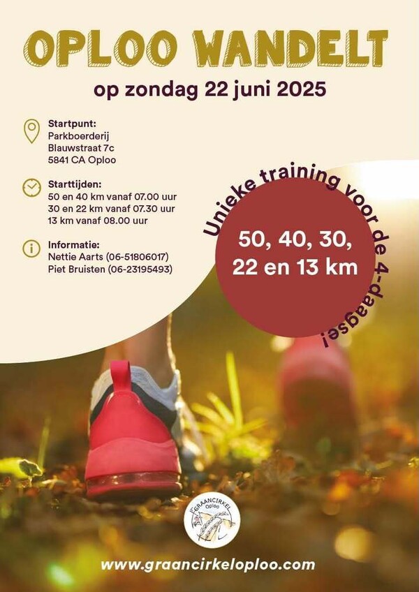 Start Oploo Wandelt vervroegd vanwege verwachte hitte