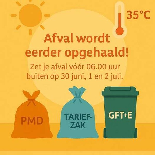 Afvalinzameling Land van Cuijk vervroegd vanwege tropische hitte