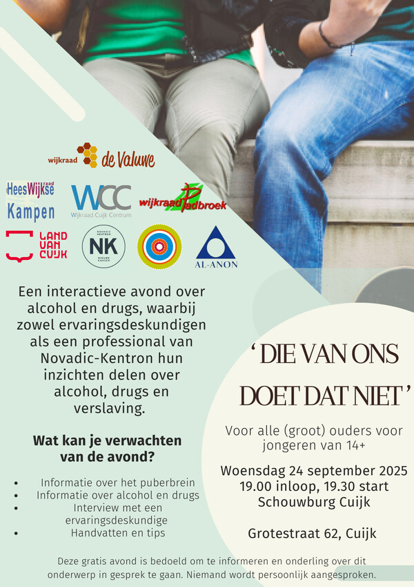Ouderavond over drank, drugs en verslaving in Schouwburg Cuijk