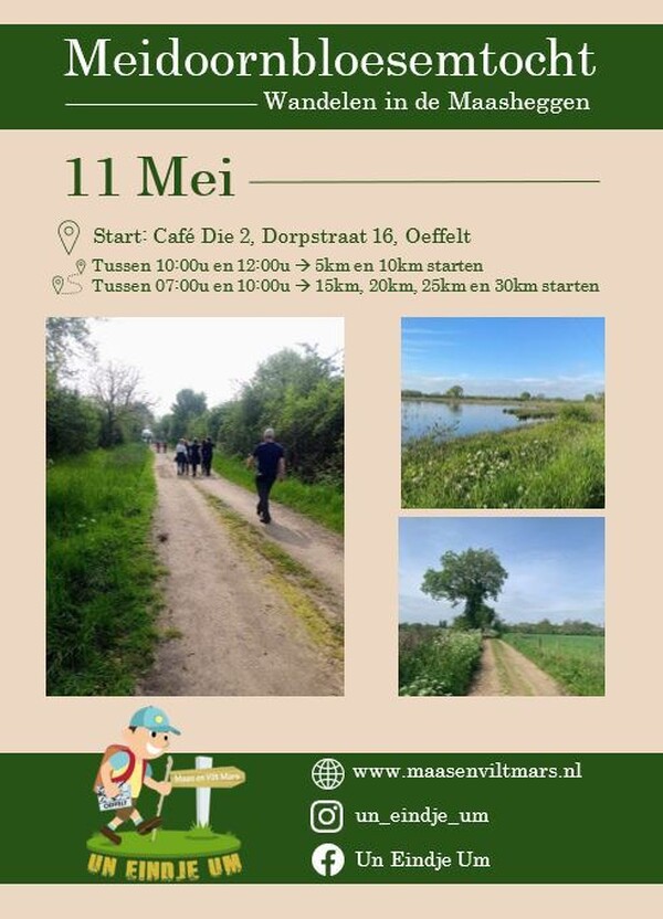 Wandeltocht door Maasheggen op 11 mei vanuit Oeffelt
