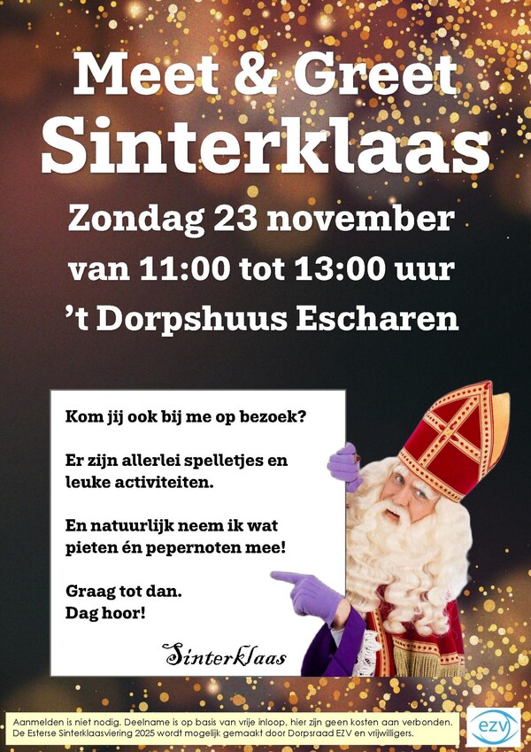 Sinterklaas Meet & Greet in  ’t Dorpshuus Escharen