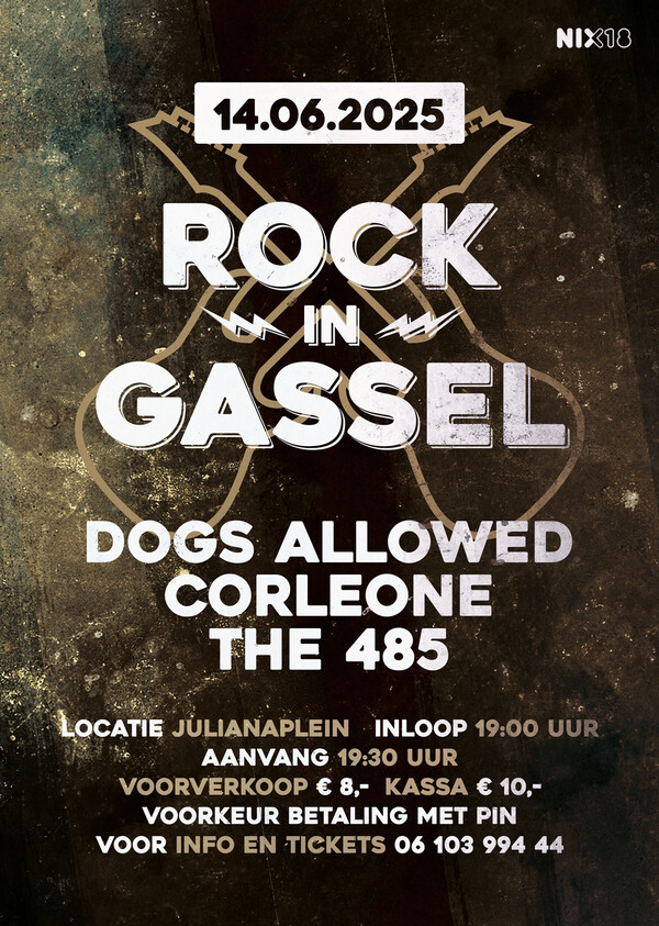 Rock in Gassel met drie livebands op Julianaplein