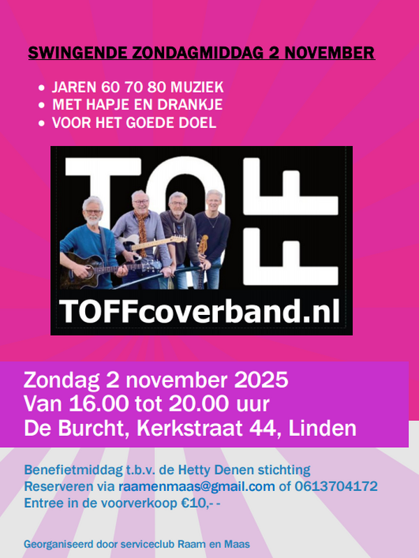 Band TOFF treedt op in De Burcht in Linden