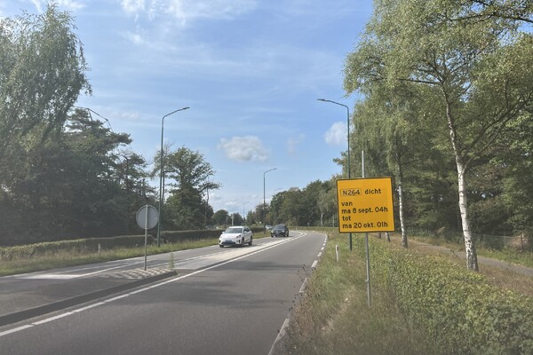 N264 bij Sint Hubert afgesloten voor wegwerkzaamheden